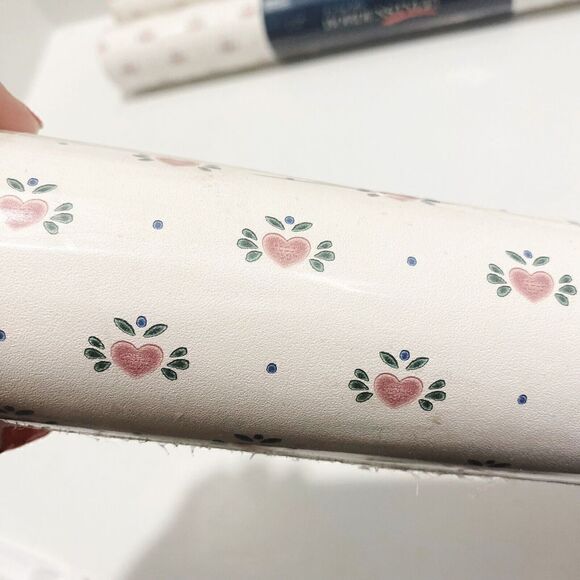 3 Rolls Borden Solid Vinyl Wallcovering VTG 1990s Pink Hearts 55.4 Sq Ft Each - Picture 9 of 10